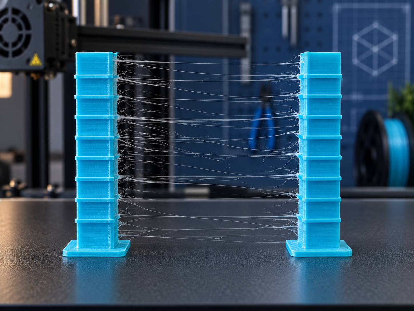 3D baskıda stringing ve ipliklenme örneği